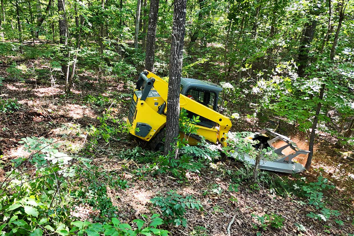 RCM/SSL, the rotary cutter’s main application is the removal of dense brush and small shrubs