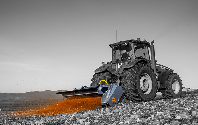 Choose FAE mechanical power take-off headers: forestry mulcher, forestry cutter, stump grinder or stone crusher for your tractor!